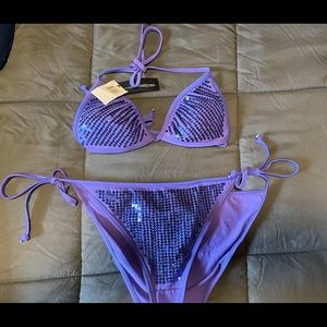 BNWT Marie Meili Sequin Blue Bikini Top - S